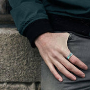 Black Titanium Men's Wedding Band with Abalone Shell Inlay-Evani Naomi Jewelry