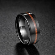 Black Tungsten Carbide with Wood Inlay Ring Band-Evani Naomi Jewelry