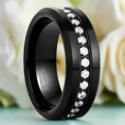 Black Tungsten Diamond Eternity Wedding Band-Evani Naomi Jewelry
