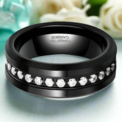 Black Tungsten Diamond Eternity Wedding Band-Evani Naomi Jewelry
