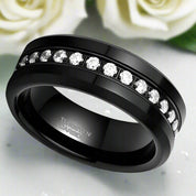Black Tungsten Diamond Eternity Wedding Band-Evani Naomi Jewelry