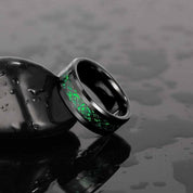 Black Tungsten Men's Wedding Band with Celtic Dragon Inlay-Evani Naomi Jewelry