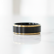 Black Tungsten Men's Wedding Band with Golden Line - Evani Naomi Jewelry