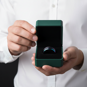 Black Tungsten Wedding Band with Rainbow Groove - Evani Naomi Jewelry