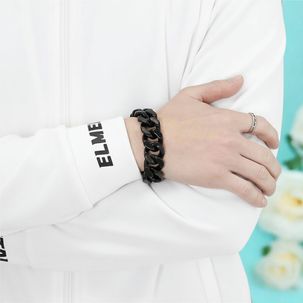 Black Vintage Skull Cuban Chain Bracelet-Evani Naomi Jewelry