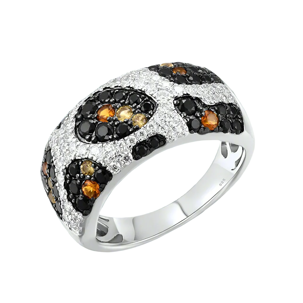 Black, Yellow, and Diamond Leopard Skin Ring-Evani Jewelry
