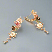 Black and Pink Shell Flower Earrings-Evani Naomi Jewelry