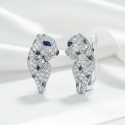 Blue Sapphire Birthstone Leopard Earrings-Evani Jewelry