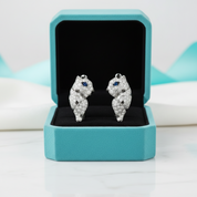 Blue Sapphire Birthstone Leopard Earrings-Evani Jewelry