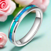 Blue Opal Tungsten Men's Wedding Band-Evani Naomi Jewelry
