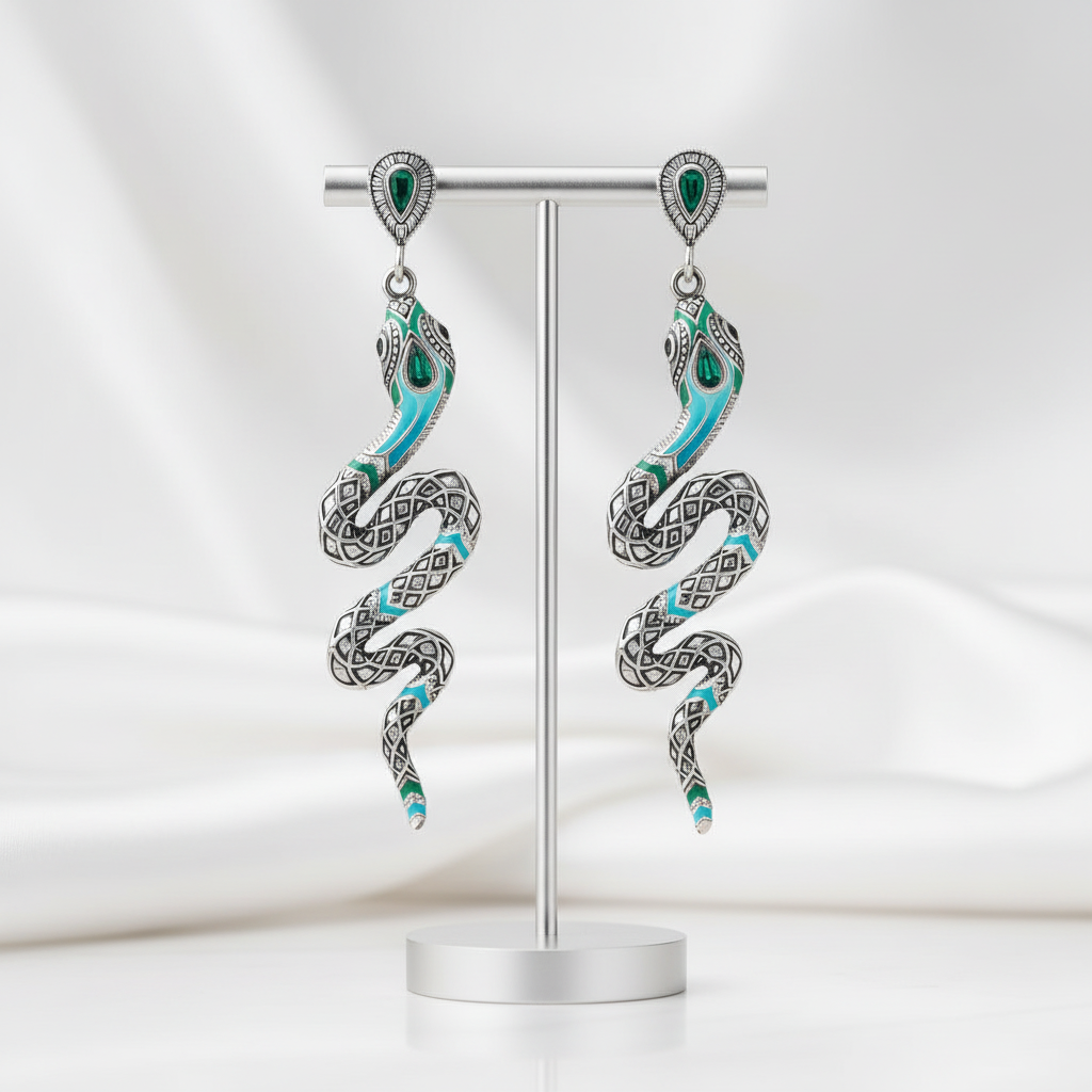 Blue Snake Bohemian Drop Earrings - Evani Naomi Jewelry