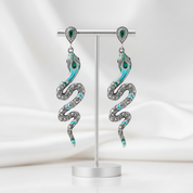 Blue Snake Bohemian Drop Earrings - Evani Naomi Jewelry