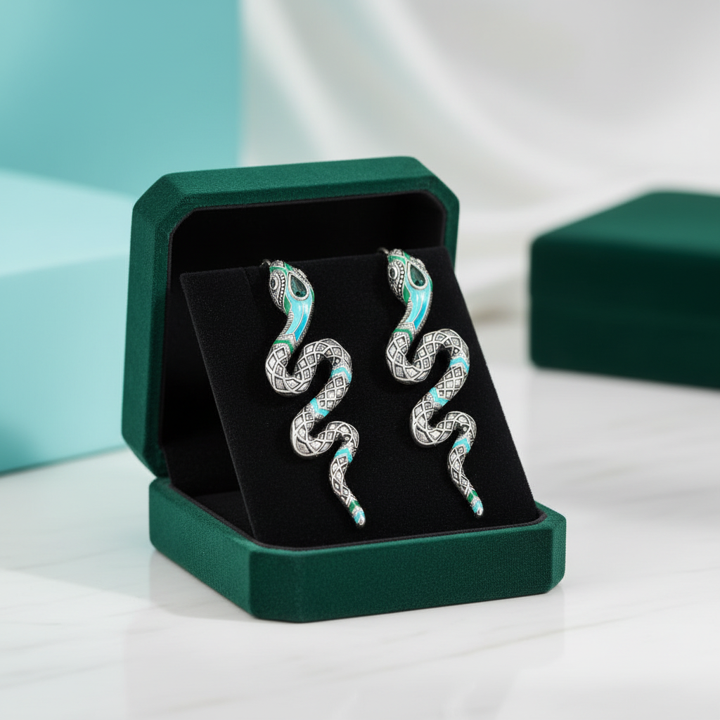 Blue Snake Bohemian Drop Earrings - Evani Naomi Jewelry