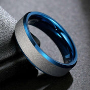 Blue Tungsten Men's Wedding Band with Silver Frost-Evani Naomi Jewelry