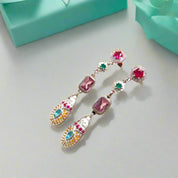 Bohemian Colorful Scarab Drop Earrings-Evani Naomi Jewelry