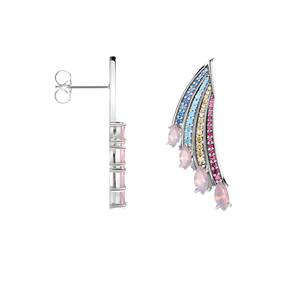 Bohemian Multi-colored Stones Wing Earrings-Evani Naomi Jewelry