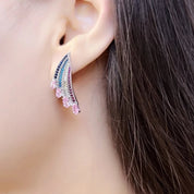 Bohemian Multi-colored Stones Wing Earrings-Evani Naomi Jewelry