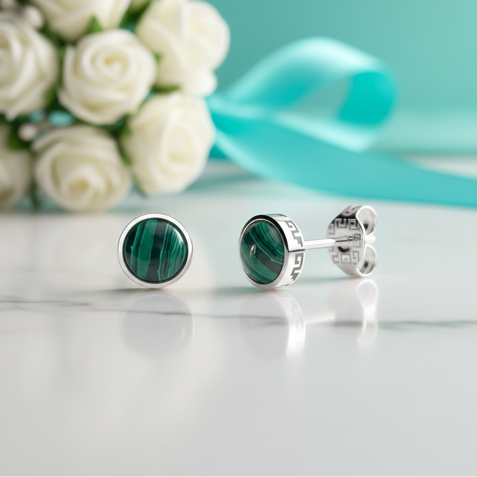 Bohemian Style Emerald Round Earrings