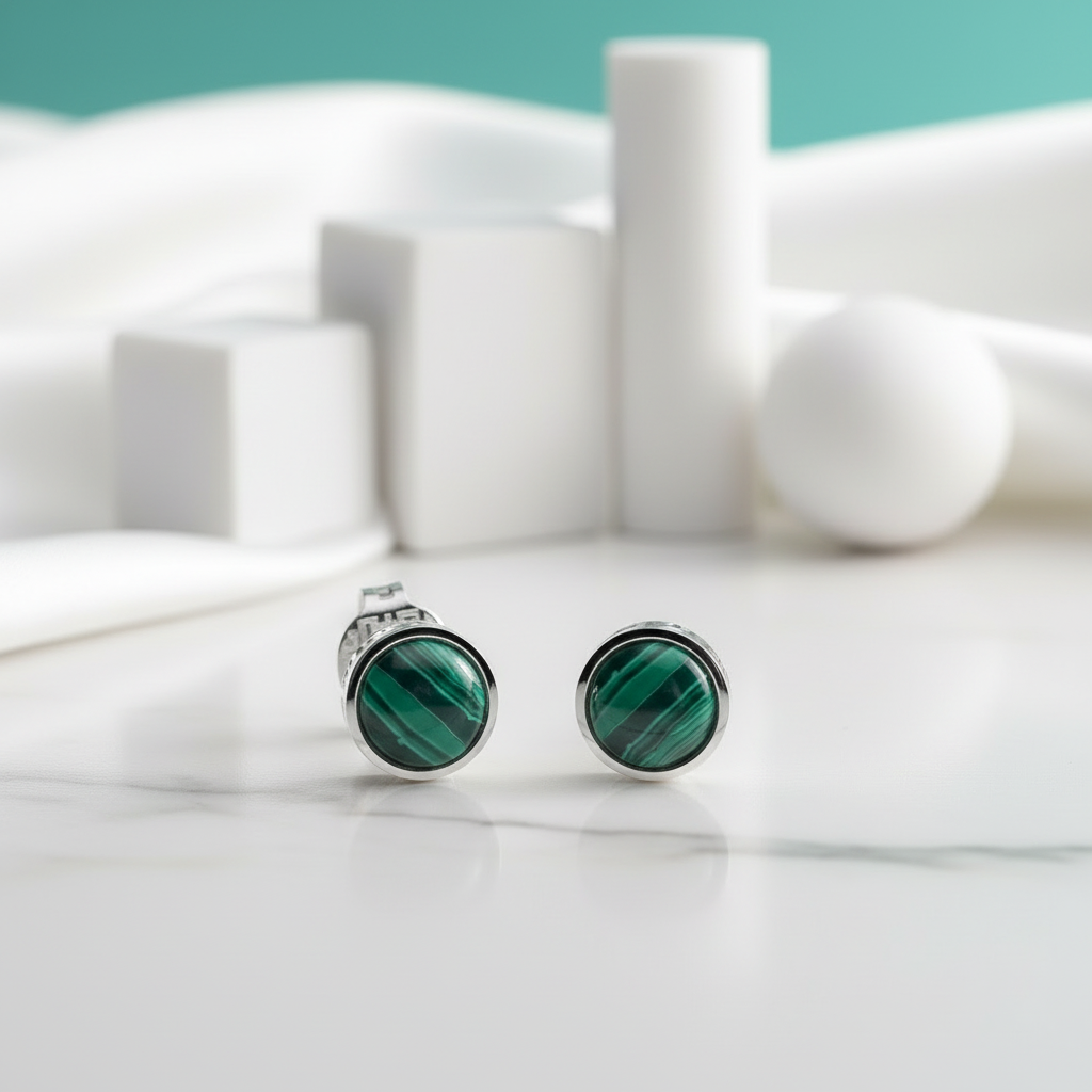 Bohemian Style Emerald Round Earrings-Evani Jewelry