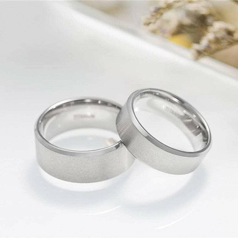 Brushed Beveled Edge Titanium Men's Wedding Band-Evani Naomi Jewelry