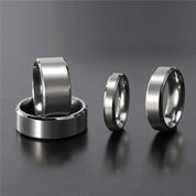 Brushed Beveled Edge Titanium Men's Wedding Band-Evani Naomi Jewelry