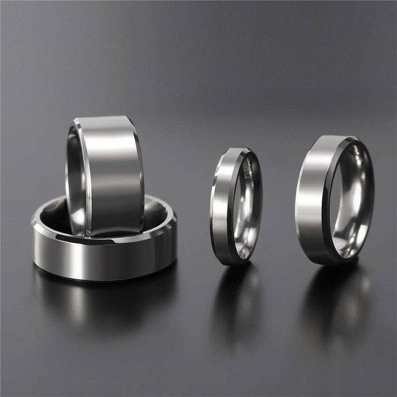 Brushed Beveled Edge Titanium Men's Wedding Band-Evani Naomi Jewelry