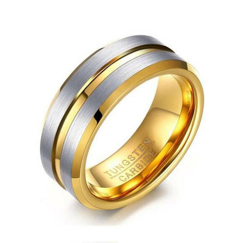 Brushed Beveled Tungsten Carbide Men's Wedding Band-Evani Naomi Jewelry