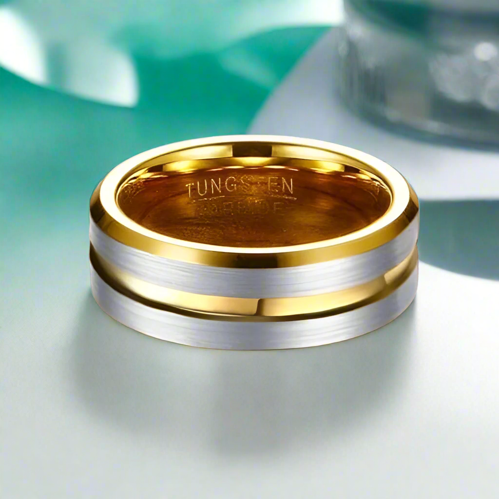 Brushed Beveled Tungsten Carbide Men's Wedding Band-Evani Naomi Jewelry