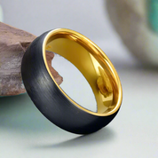 Brushed Black Domed Tungsten Men's Wedding Band-Evani Naomi Jewelry