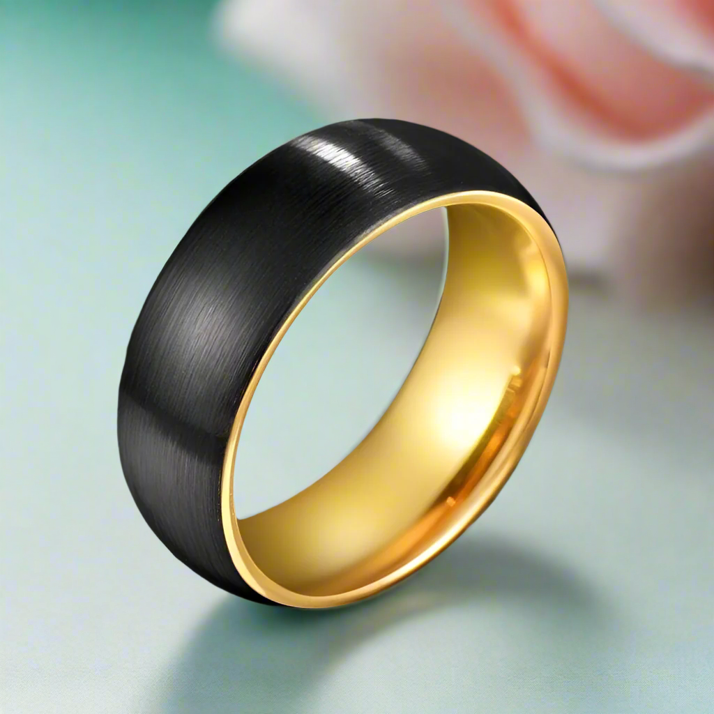 Brushed Black Domed Tungsten Men's Wedding Band-Evani Naomi Jewelry