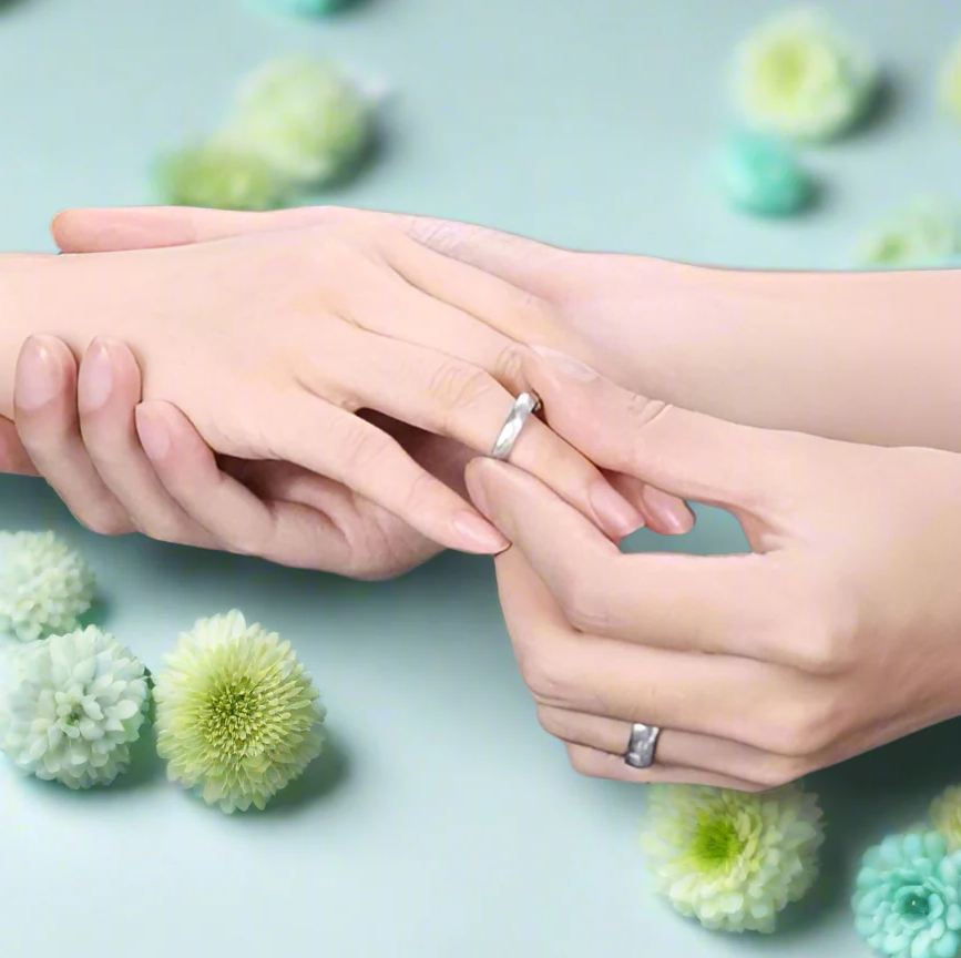 Brushed Dome Titanium Wedding Band with Special Scratches Design-Evani Naomi Jewelry