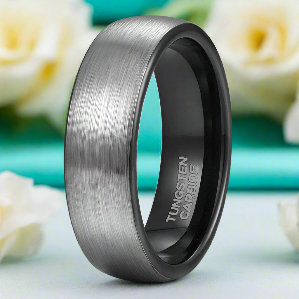 Brushed Dome Tungsten Men's Wedding Band-Evani Naomi Jewelry