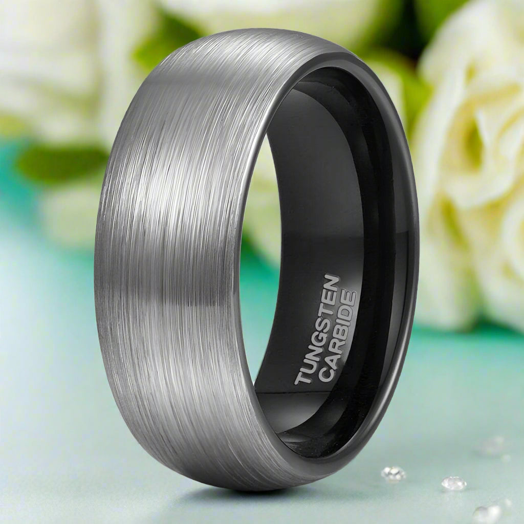 Brushed Dome Tungsten Men's Wedding Band-Evani Naomi Jewelry