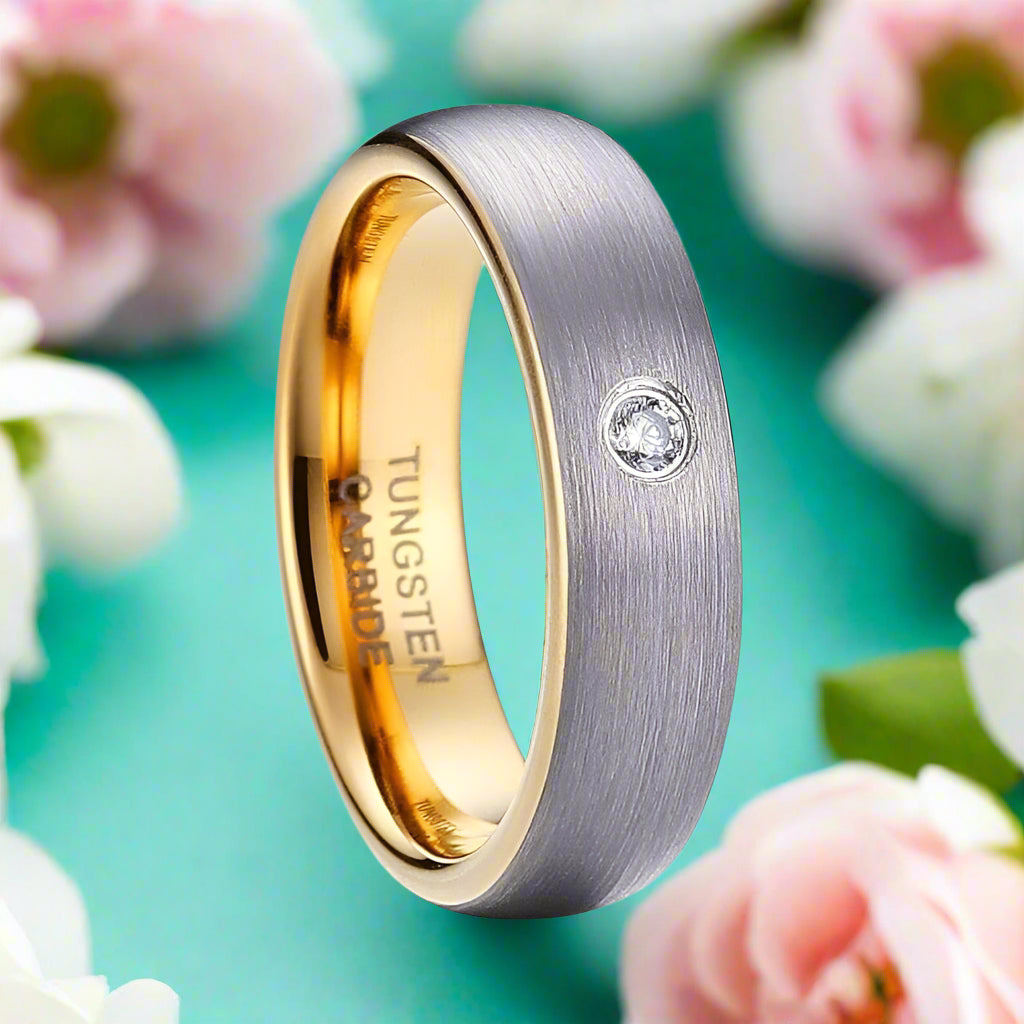 Brushed Dome Tungsten Women's Wedding Band-Evani Jewelry
