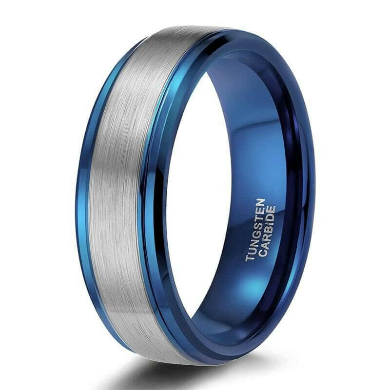 Brushed Silver & Rose Gold Tungsten Men's Wedding Band-Evani Naomi Jewelry