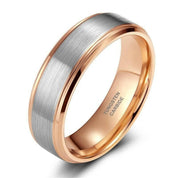 Brushed Silver & Rose Gold Tungsten Men's Wedding Band-Evani Naomi Jewelry
