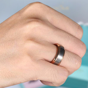 Brushed Silver & Rose Gold Tungsten Men's Wedding Band-Evani Naomi Jewelry