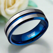 Brushed Tungsten Men's Wedding Band with Groove-Evani Naomi Jewelry