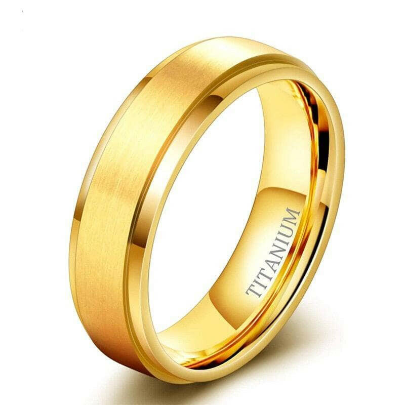 Brushed Yellow Gold Unisex Titanium Wedding Band-Evani Naomi Jewelry