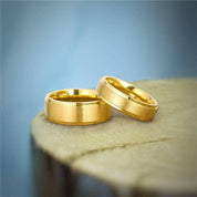 Brushed Yellow Gold Unisex Titanium Wedding Band-Evani Naomi Jewelry