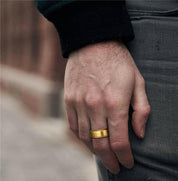 Brushed Yellow Gold Unisex Titanium Wedding Band-Evani Naomi Jewelry