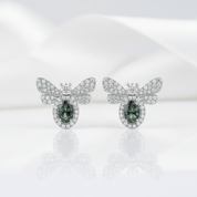 Flight of Fancy- Bee Natural Moss Agate Stud Earrings