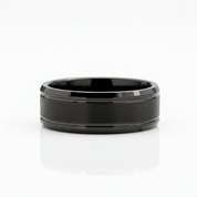 Center Brushed 8mm Black Tungsten Carbide Wedding Band - Evani Naomi Jewelry