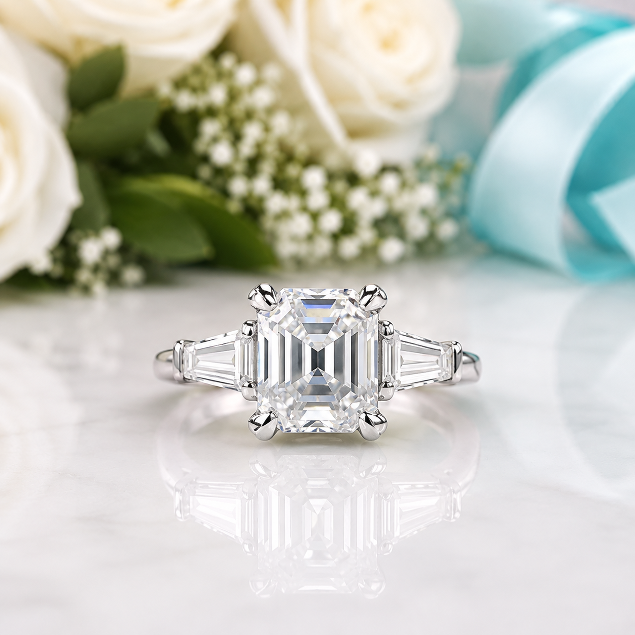 Classic 3.0 Ct Asscher Cut Diamond OptionEngagement Ring