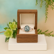 Star-Gazer's Love- Hexagon Cut Natural Moss Agate Stone Ring - Evani Naomi Jewelry