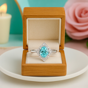 2.0 Ct Oval Cut Diamond Aquamarine With Princess Accents Engagement Ring