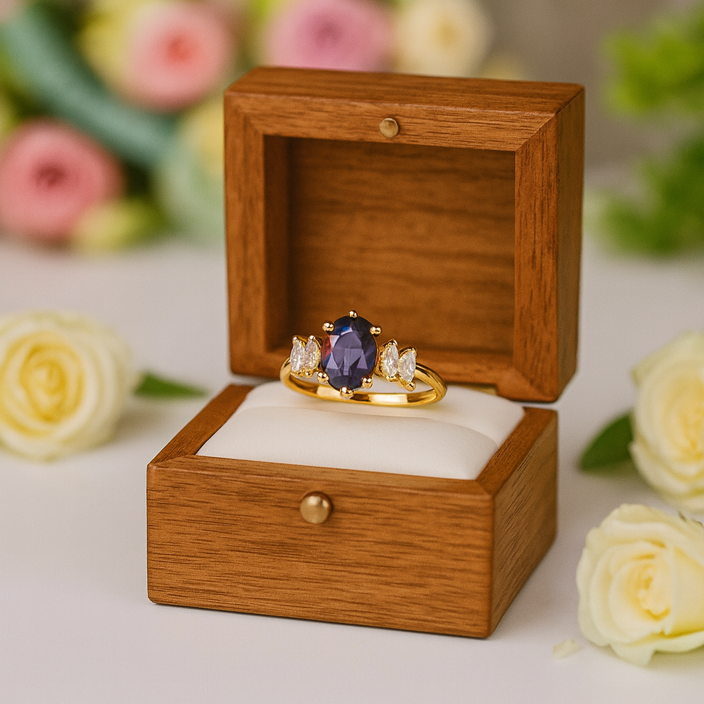 Oval Cut Color Changing Alexandrite Engagement Ring - Evani Naomi Jewelry