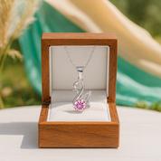 1.0 Ct Round Diamond Tourmaline Birthstone Swan Pendant Necklace