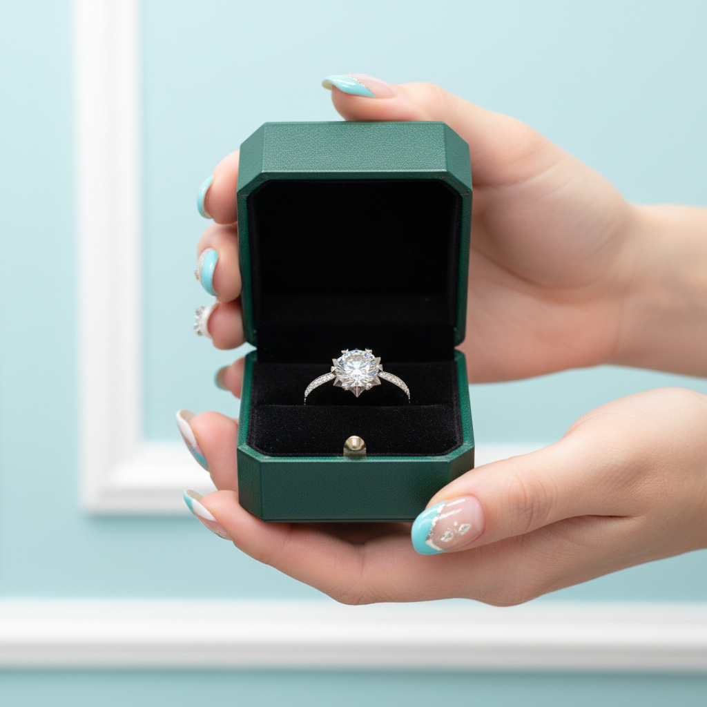 Round Diamond Option Snowflake White Gold Engagement Ring
