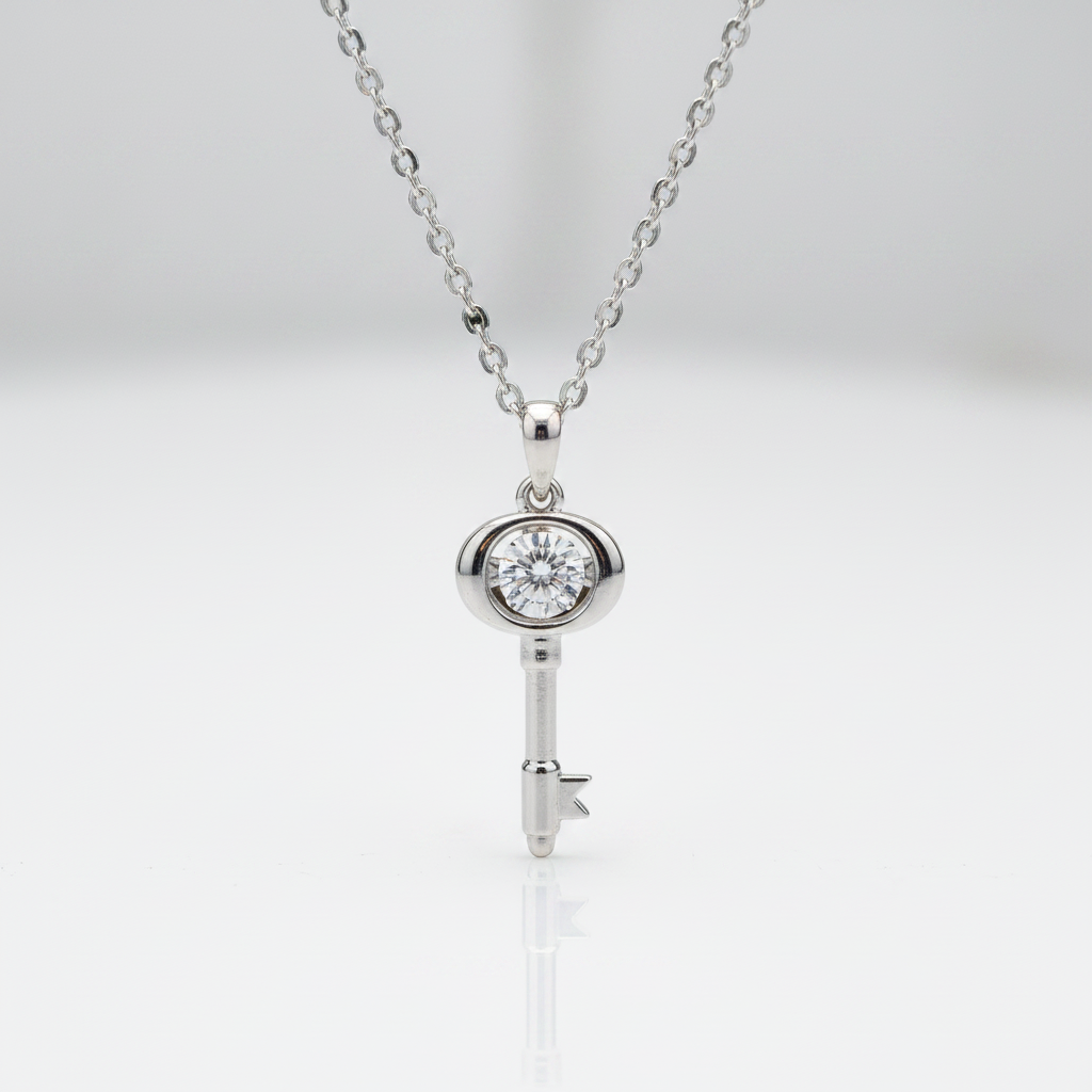 Classic 0.5 ct Diamond Option Key Shaped Necklace
